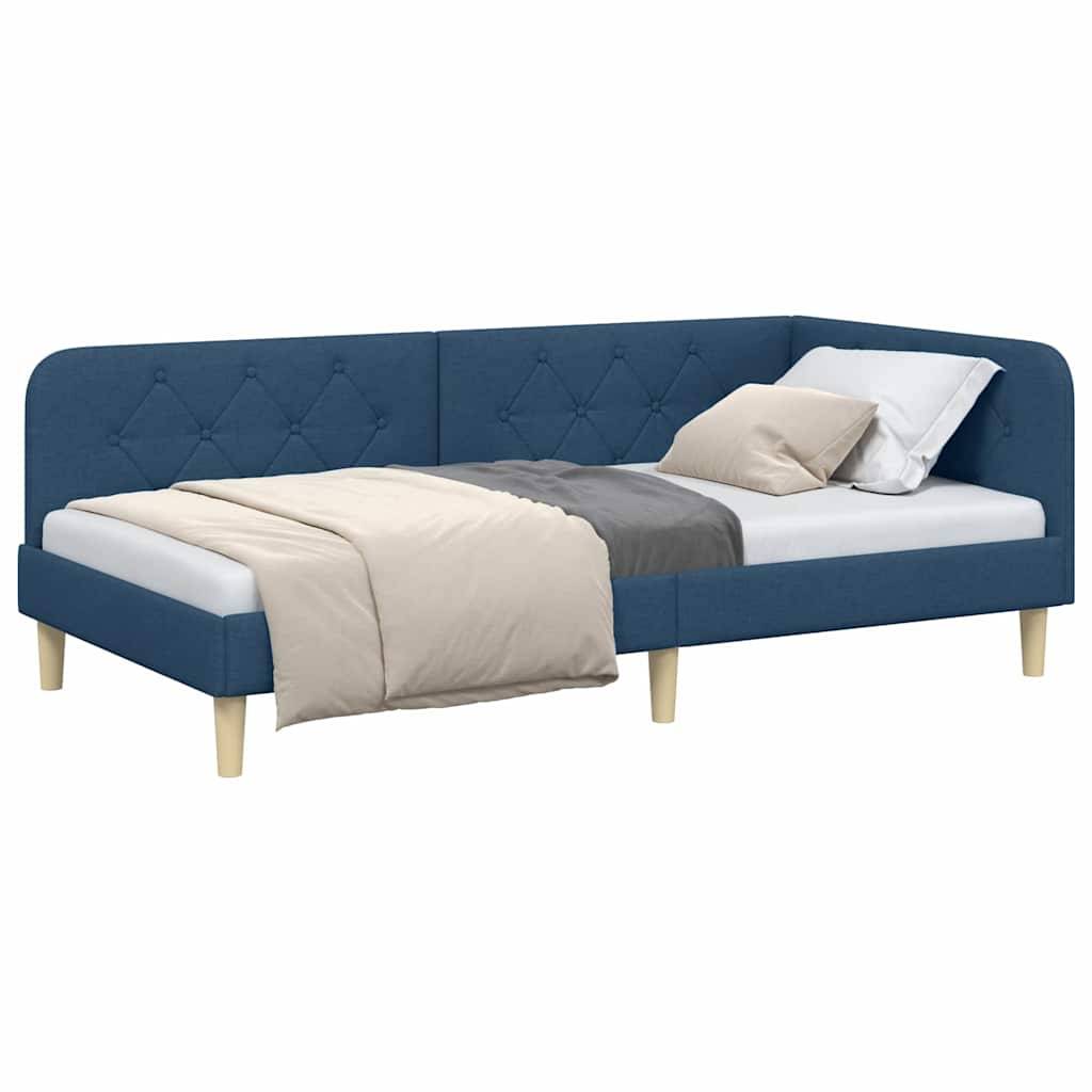 vidaXL Eckbettgestell Blau 100 x 200 cm Stoff