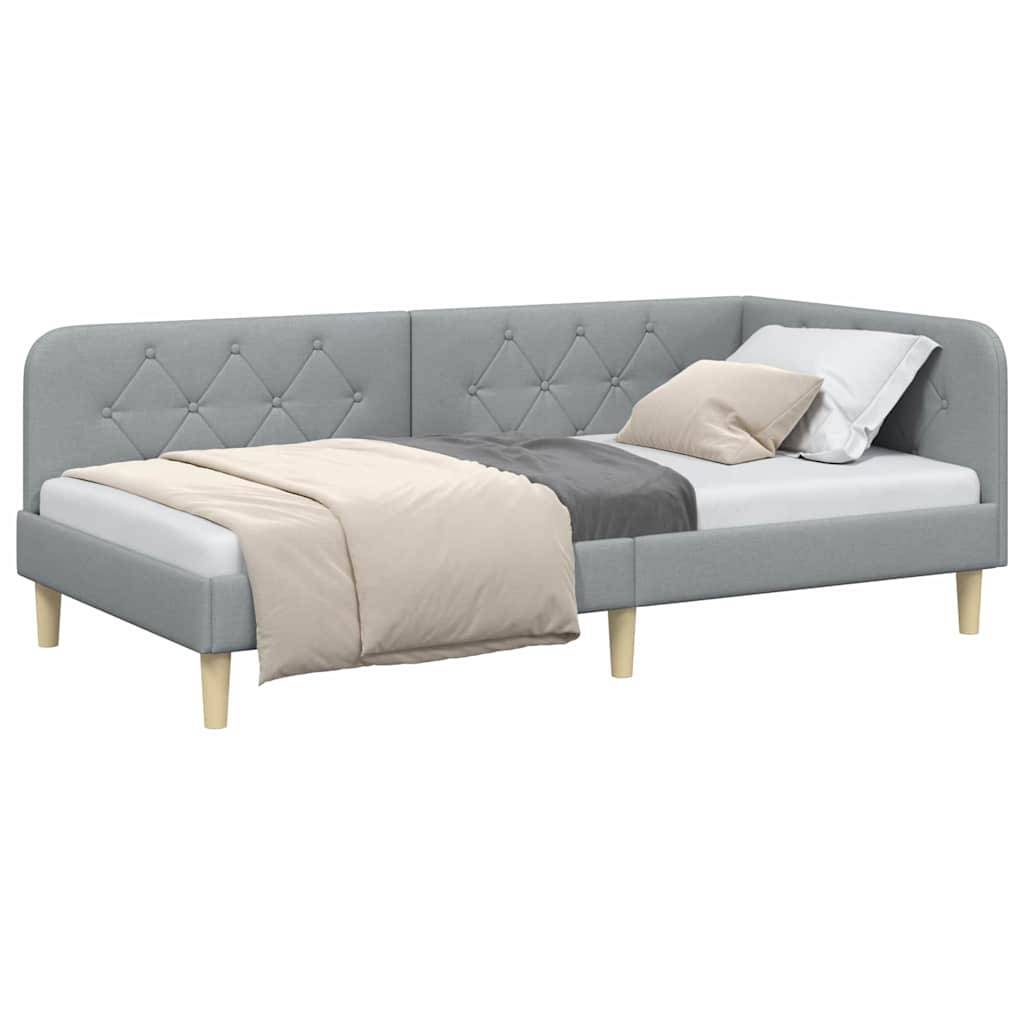 vidaXL Eckbettgestell Hellgrau 100 x 200 cm Stoff