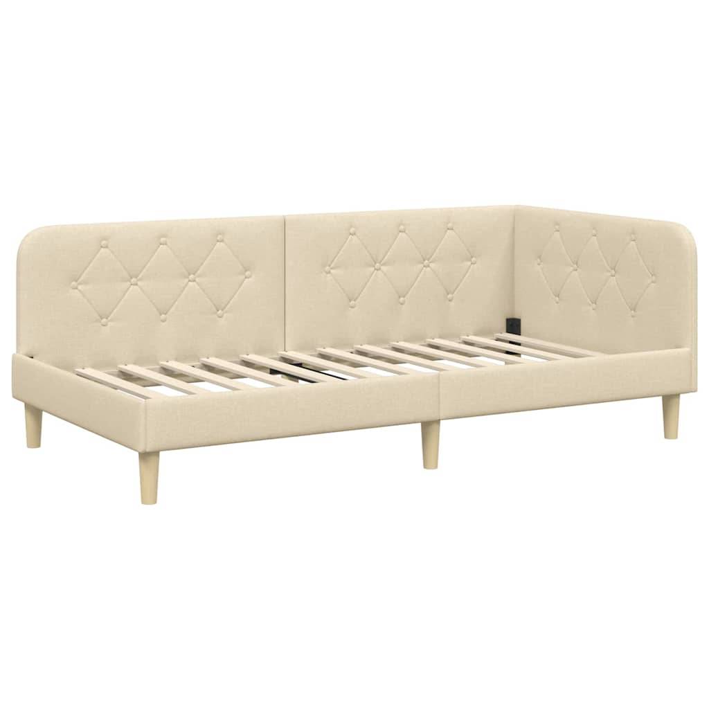 vidaXL Eckbettgestell Creme 100 x 200 cm Stoff