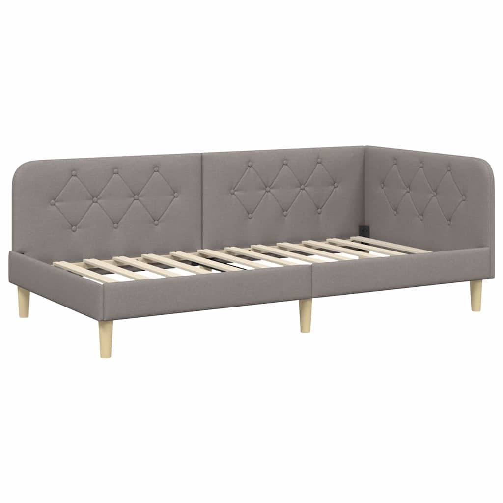 vidaXL Eckbettgestell Taupe 90 x 190 cm Stoff