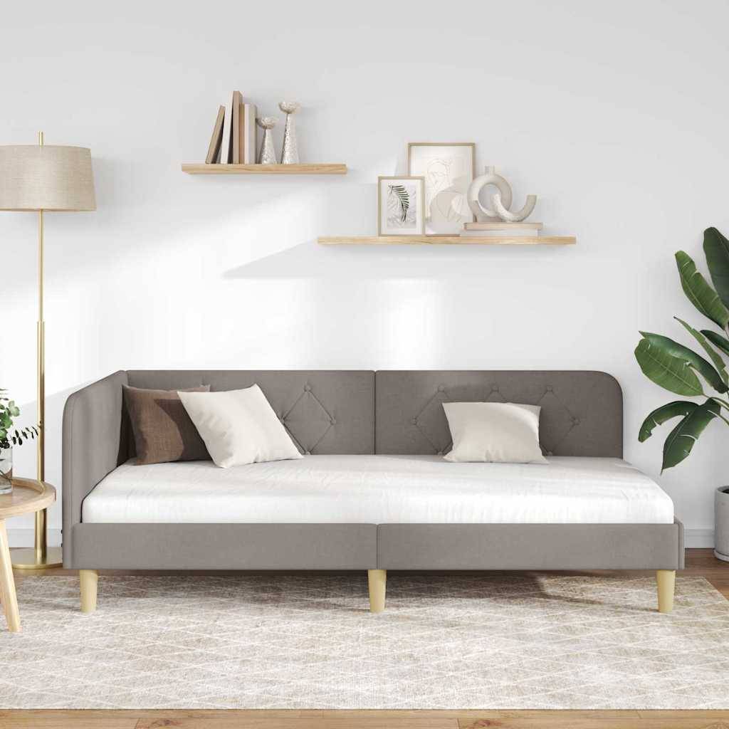 vidaXL Eckbettgestell Taupe 90 x 190 cm Stoff