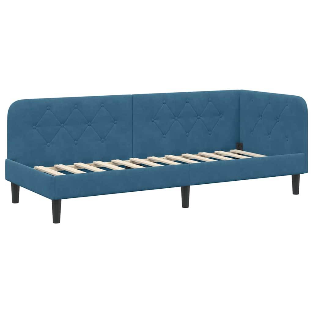 vidaXL Eckbettgestell Blau 80 x 200 cm Samt