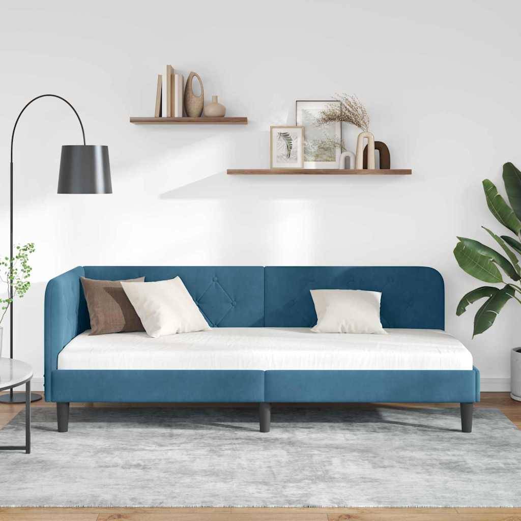 vidaXL Eckbettgestell Blau 80 x 200 cm Samt