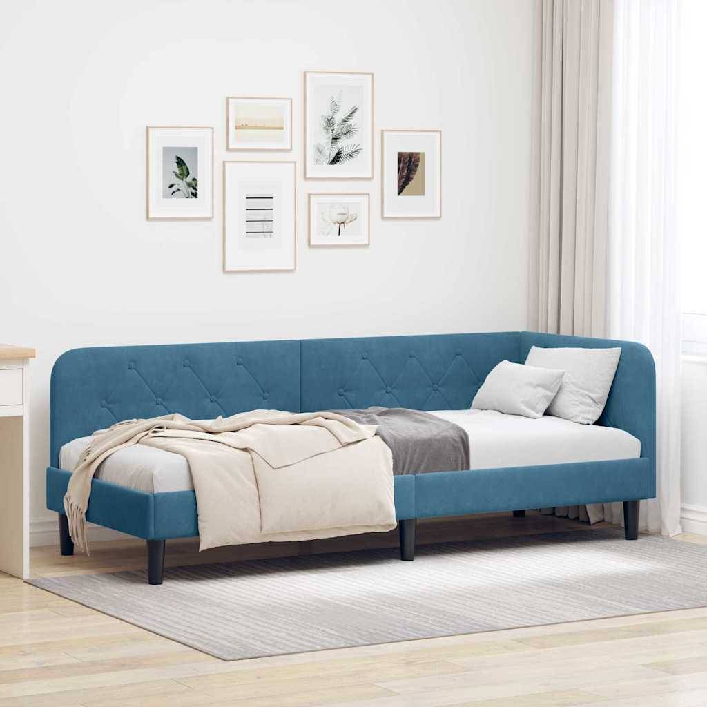 vidaXL Eckbettgestell Blau 80 x 200 cm Samt