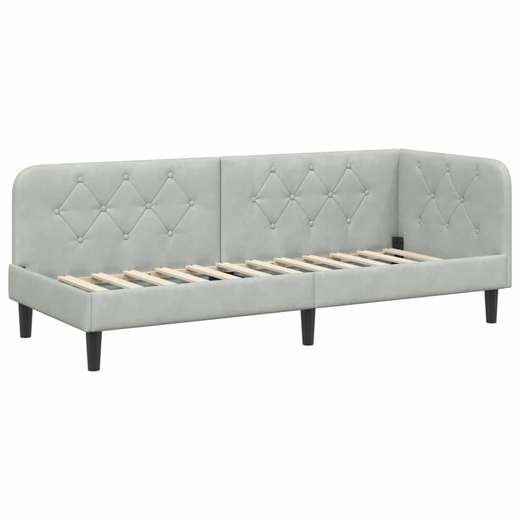 vidaXL Eckbettgestell Hellgrau 80 x 200 cm Samt