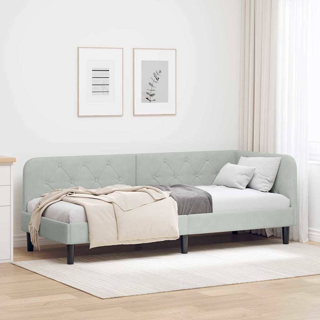 vidaXL Eckbettgestell Hellgrau 80 x 200 cm Samt