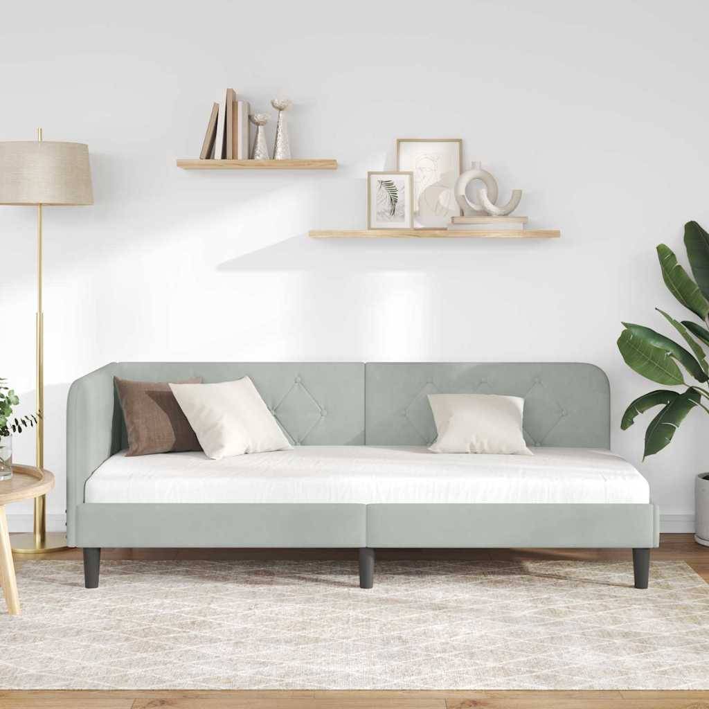 vidaXL Eckbettgestell Hellgrau 80 x 200 cm Samt