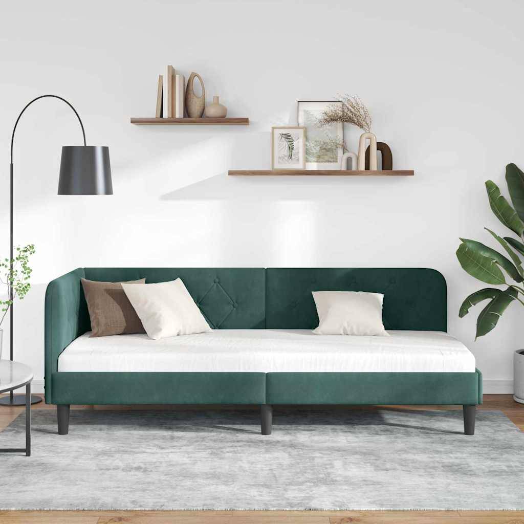 vidaXL Eckbettgestell Dunkelgrün 80 x 200 cm Samt