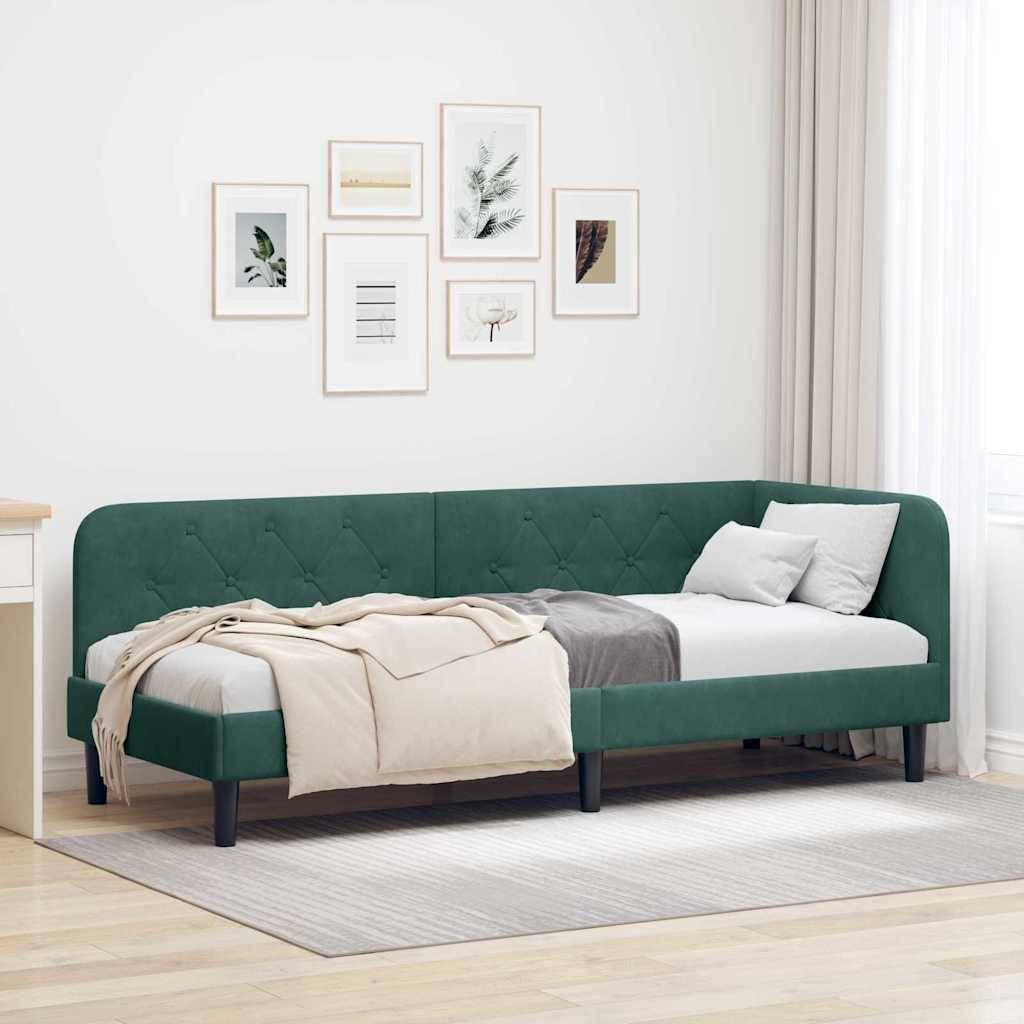 vidaXL Eckbettgestell Dunkelgrün 80 x 200 cm Samt