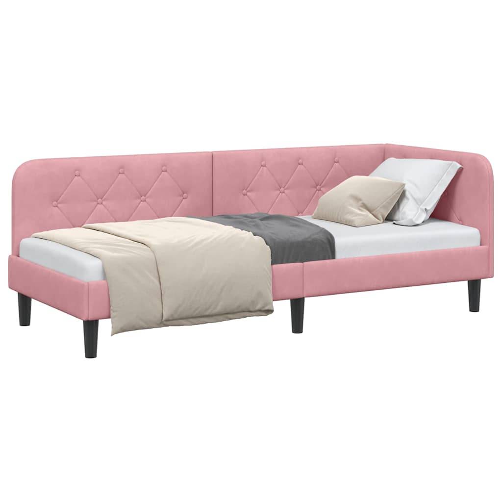 vidaXL Eckbettgestell Rosa 80 x 200 cm Samt