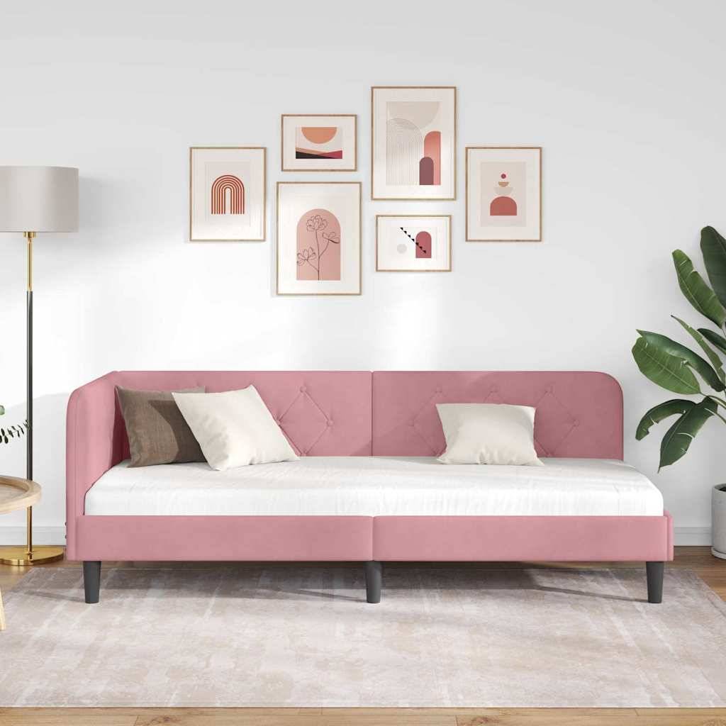 vidaXL Eckbettgestell Rosa 80 x 200 cm Samt