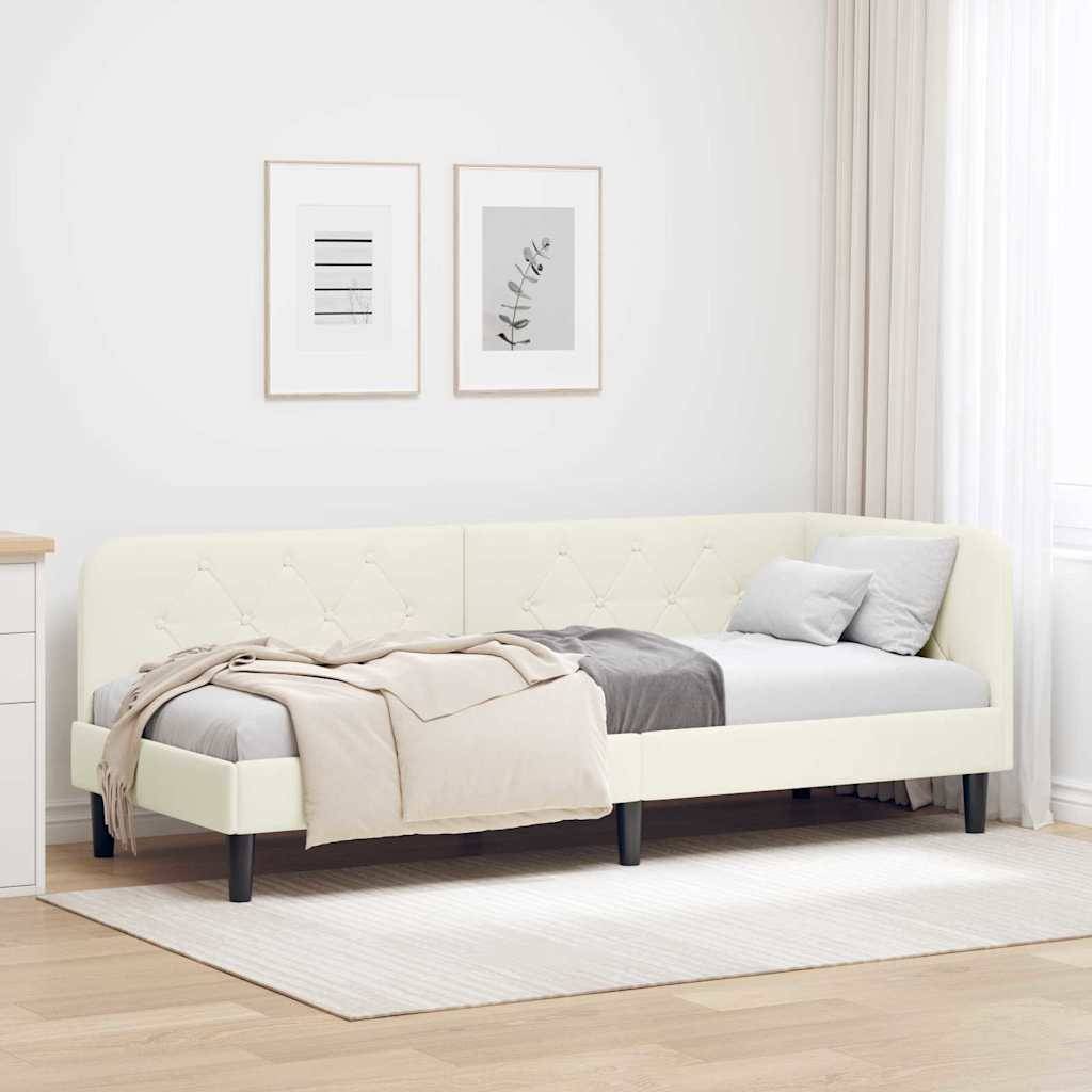 vidaXL Eckbettgestell Creme 80 x 200 cm Samt