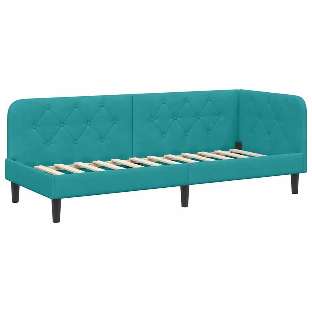 vidaXL Eckbettgestell Türkis 80 x 200 cm Samt