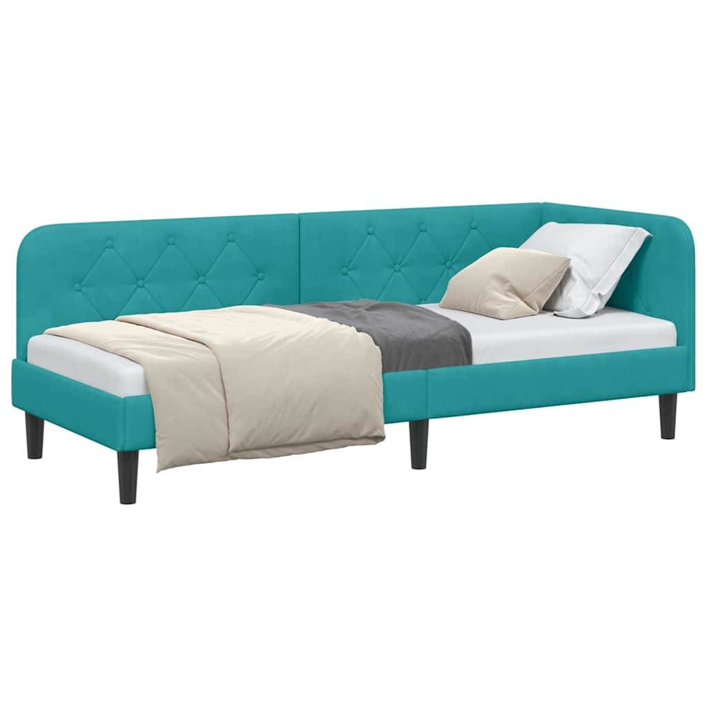 vidaXL Eckbettgestell Türkis 80 x 200 cm Samt