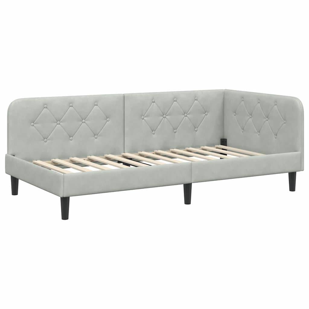 vidaXL Eckbettgestell Hellgrau 90 x 190 cm Samt