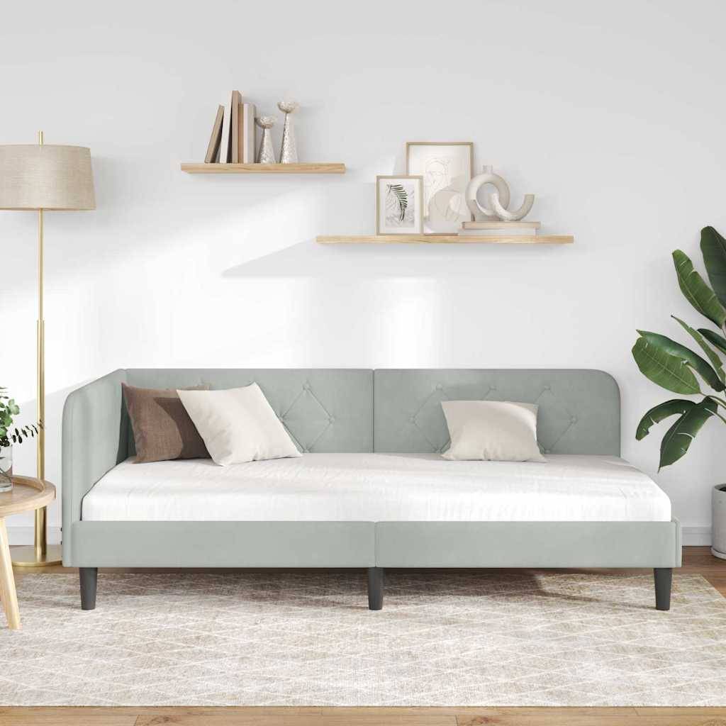 vidaXL Eckbettgestell Hellgrau 90 x 190 cm Samt