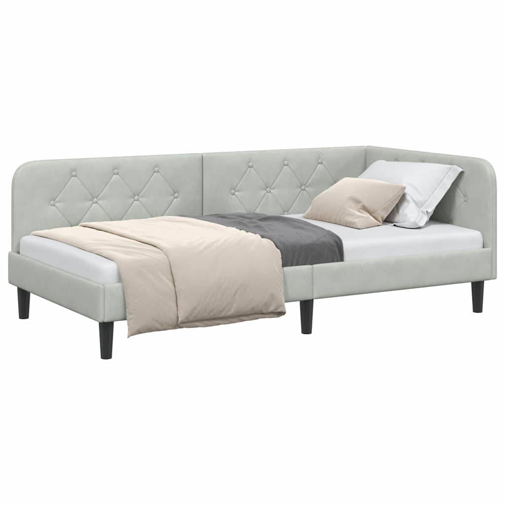 vidaXL Eckbettgestell Hellgrau 90 x 190 cm Samt