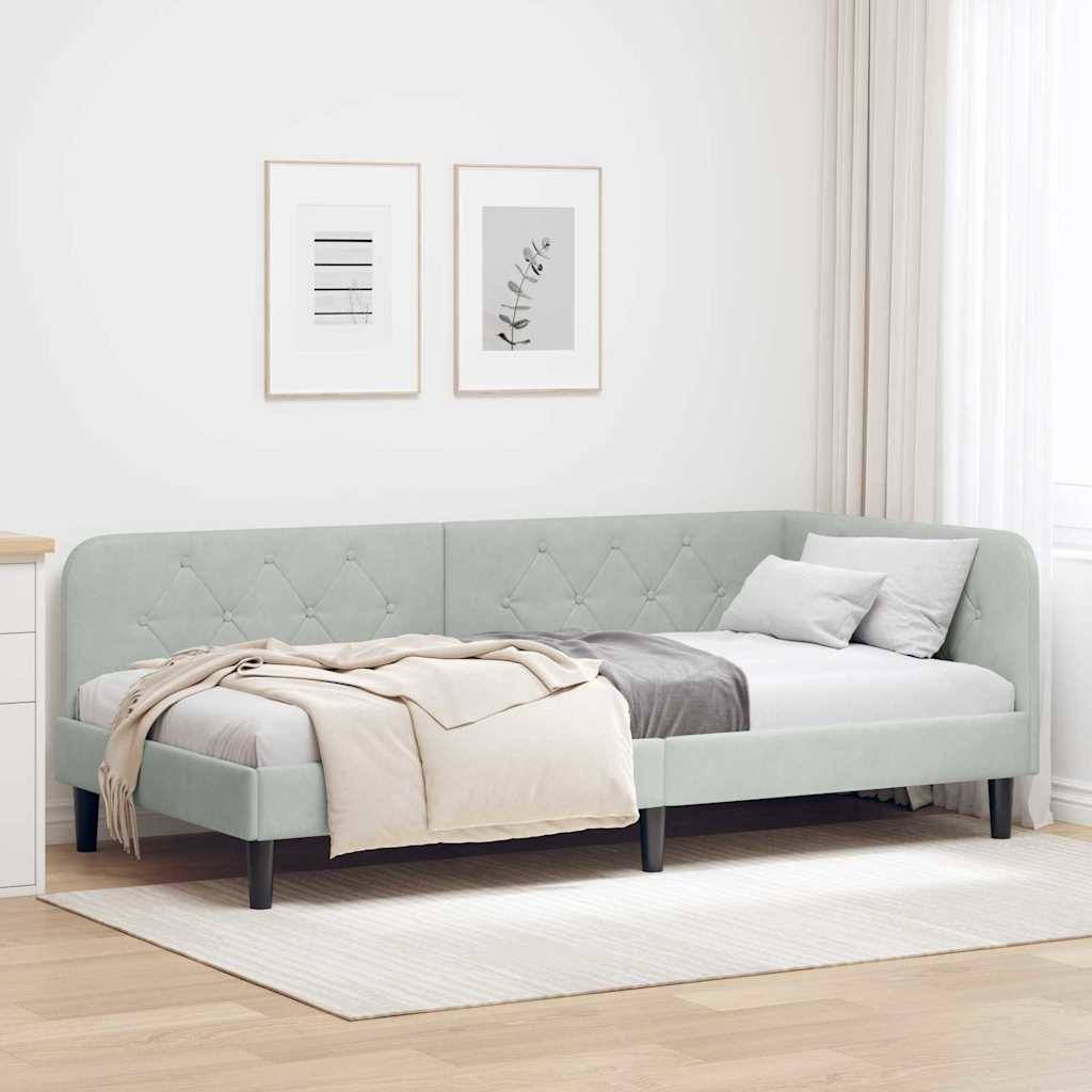 vidaXL Eckbettgestell Hellgrau 90 x 190 cm Samt