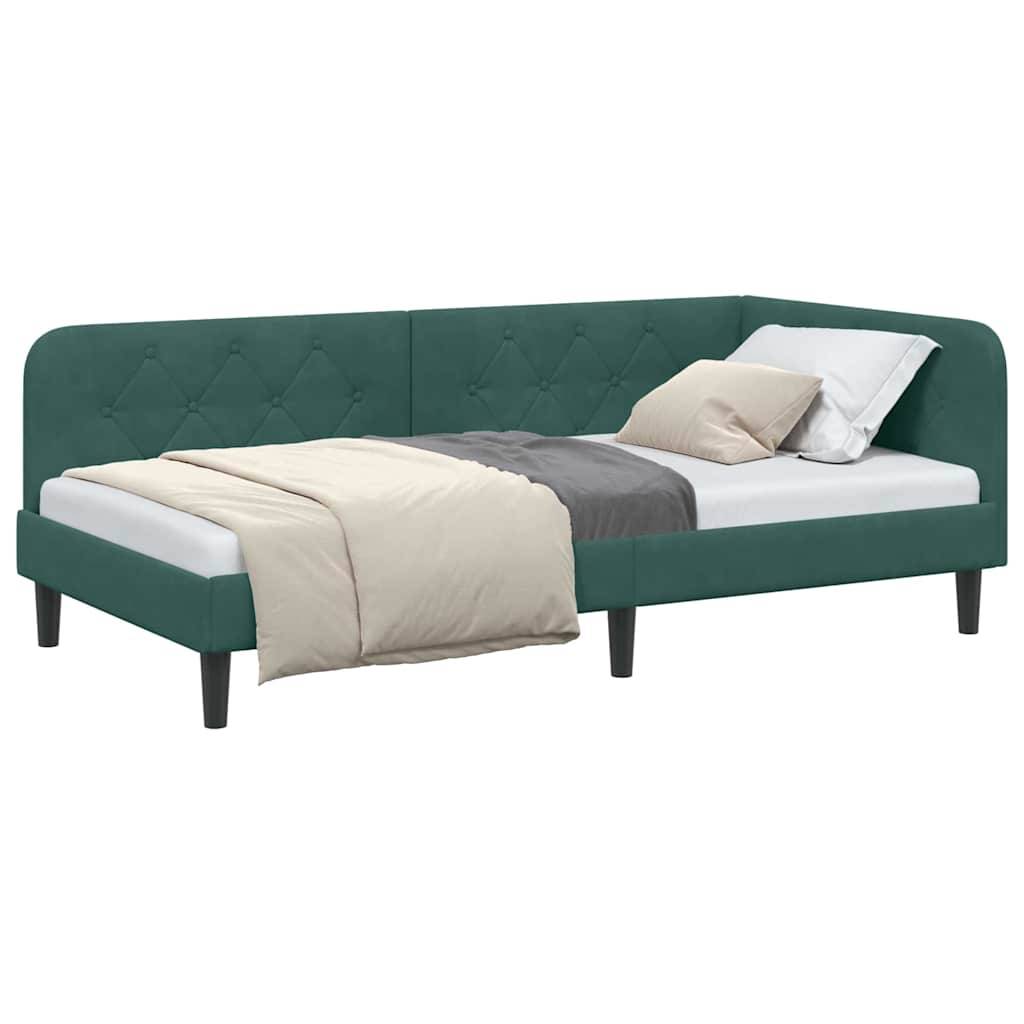 vidaXL Eckbettgestell Dunkelgrün 90 x 190 cm Samt