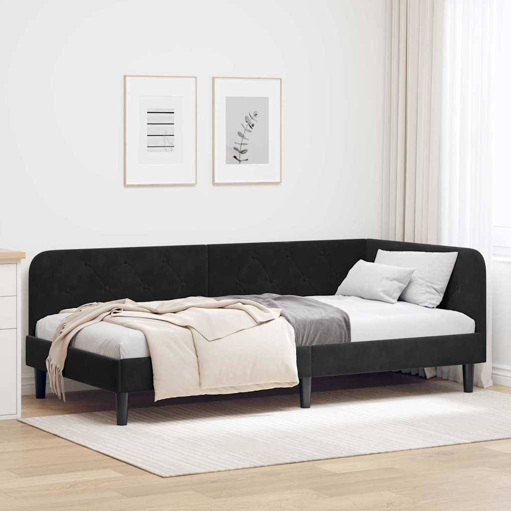 vidaXL Eckbettgestell Schwarz 90 x 200 cm Samt