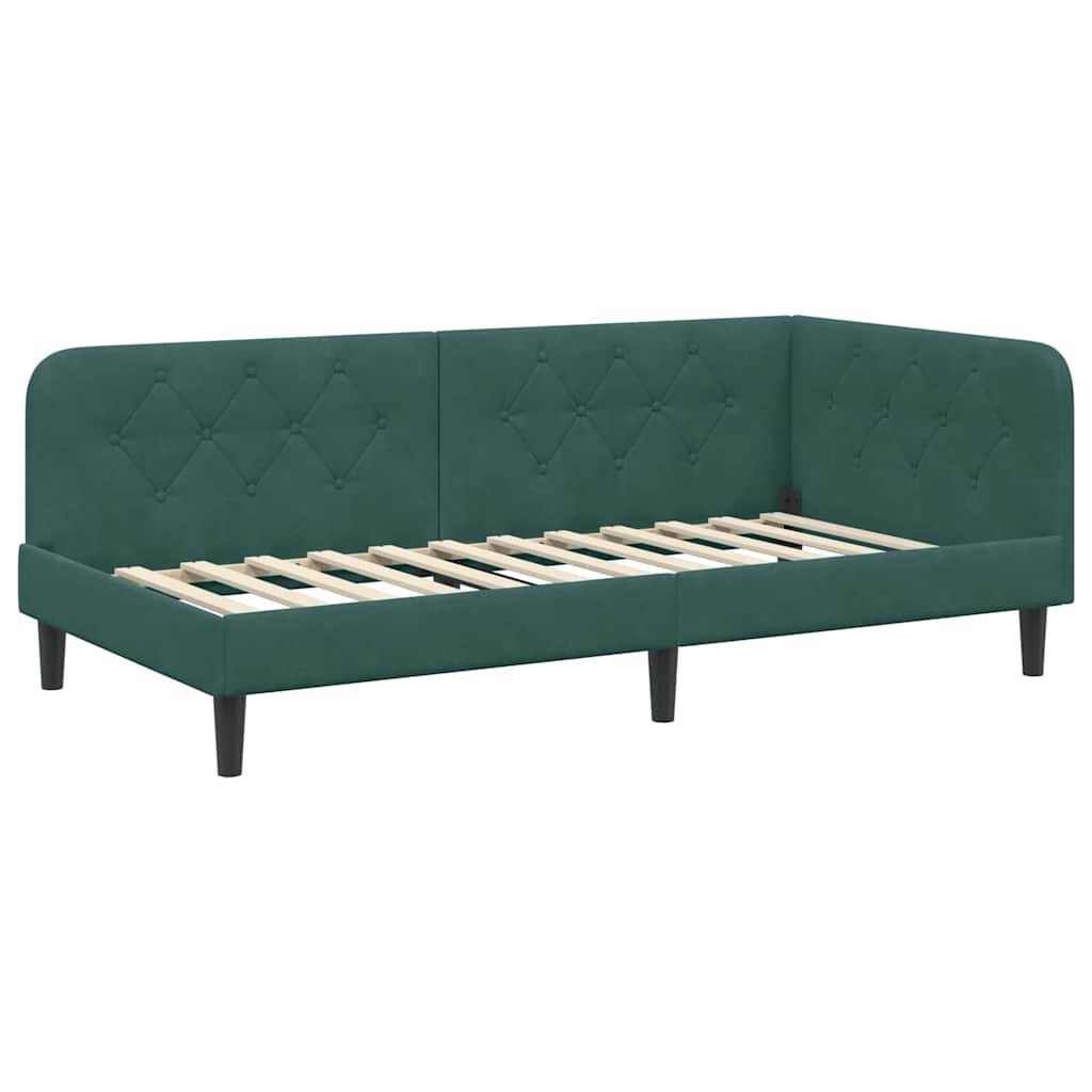 vidaXL Eckbettgestell Dunkelgrün 90 x 190 cm Samt