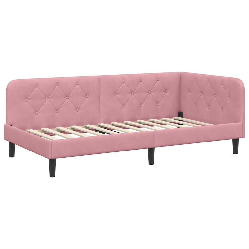 vidaXL Eckbettgestell Rosa 90 x 190 cm Samt