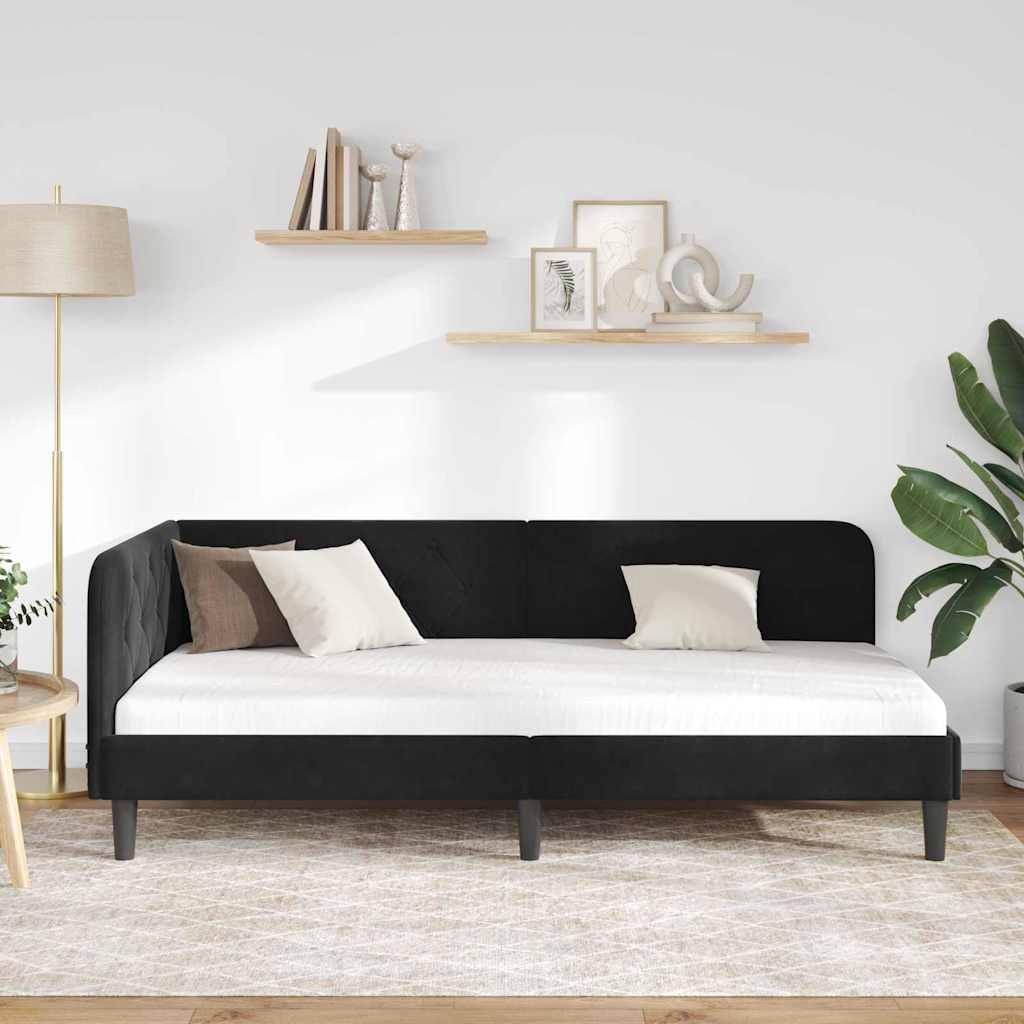 vidaXL Eckbettgestell Schwarz 90 x 200 cm Samt