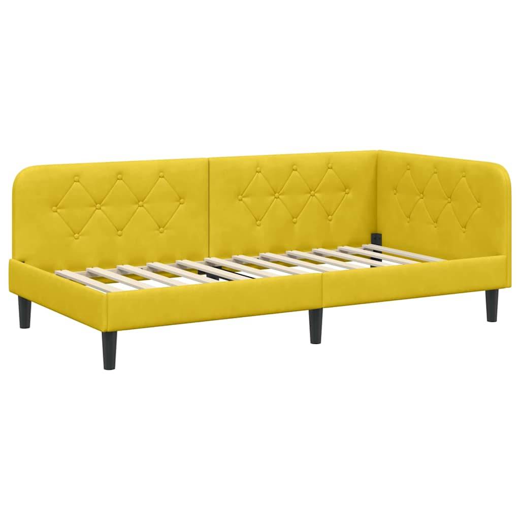 vidaXL Eckbettgestell Gelb 100 x 200 cm Samt