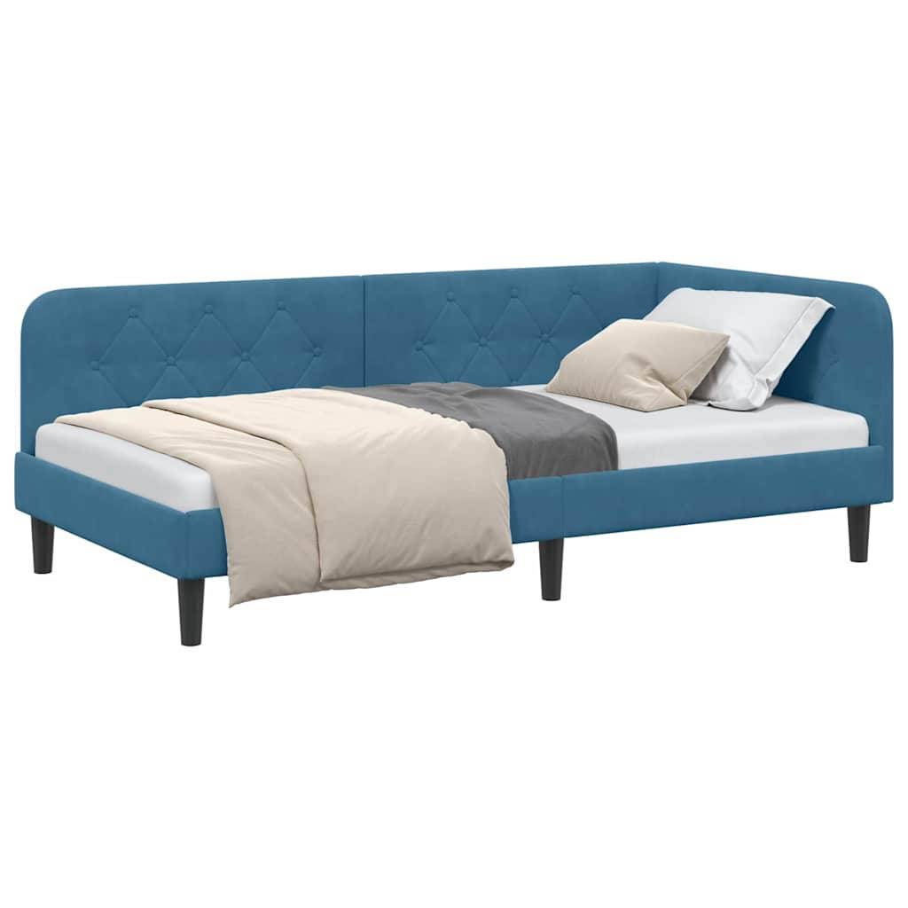 vidaXL Eckbettgestell Blau 100 x 200 cm Samt