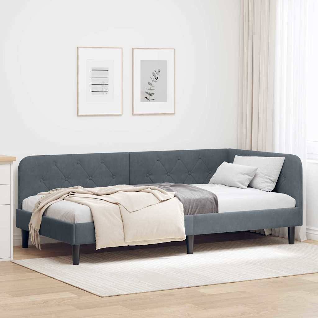 vidaXL Eckbettgestell Dunkelgrau 90 x 200 cm Samt