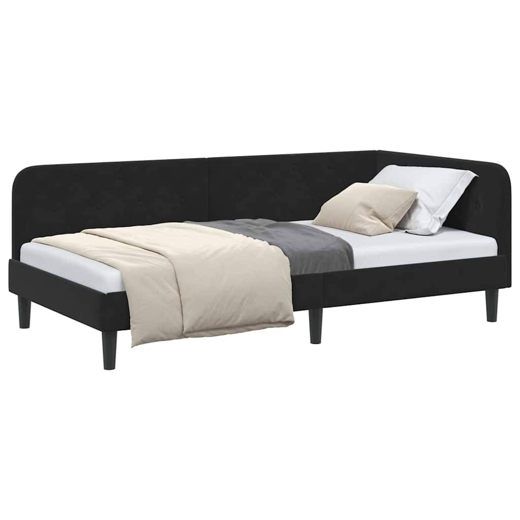 vidaXL Eckbettgestell Schwarz 90 x 190 cm Samt