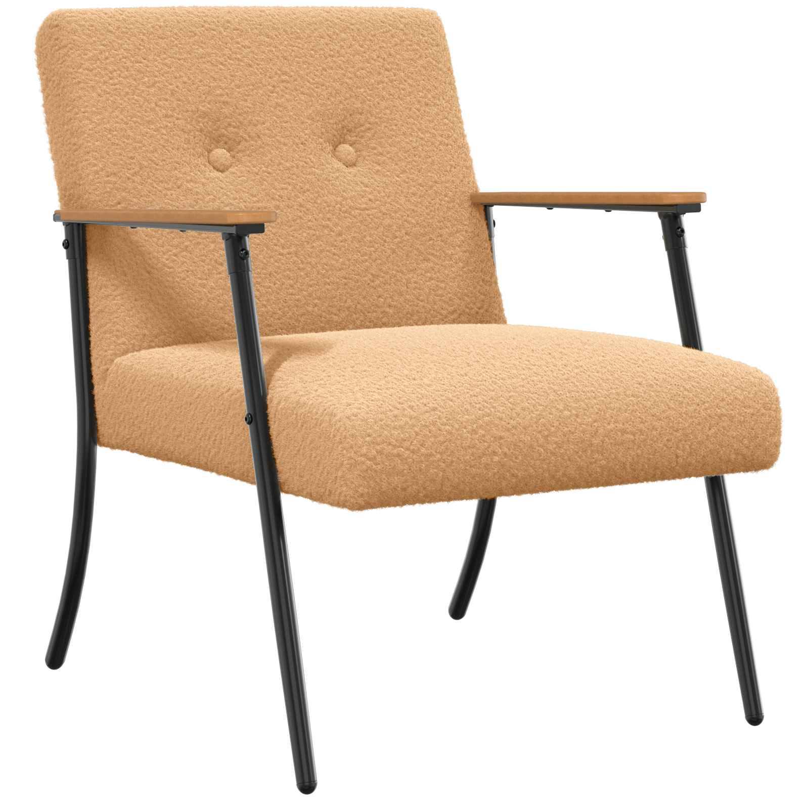 vidaXL Sessel Beige Lockiger wollähnlicher Stoff