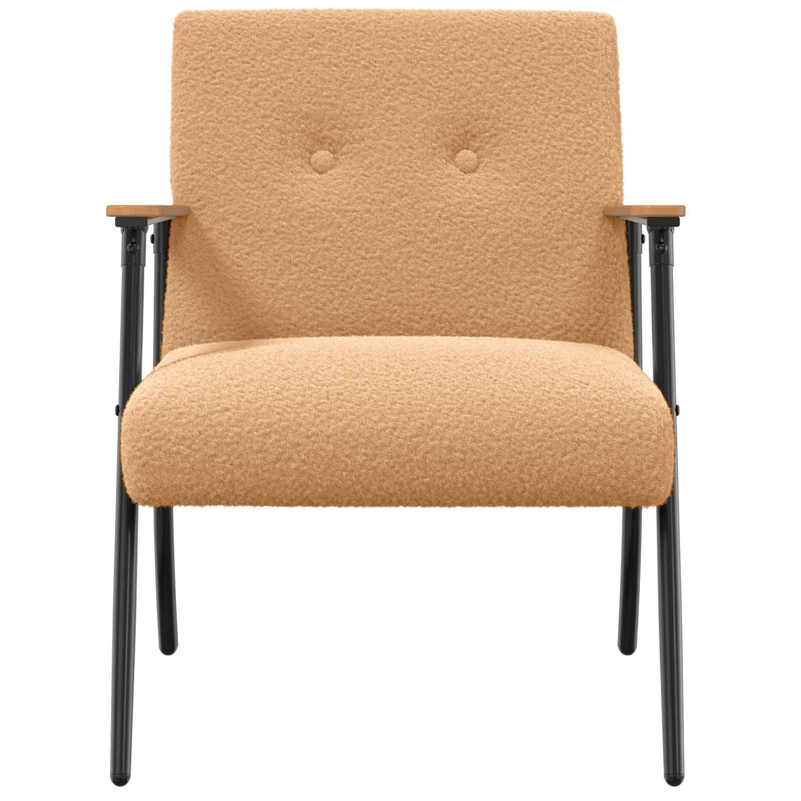 vidaXL Sessel Beige Lockiger wollähnlicher Stoff