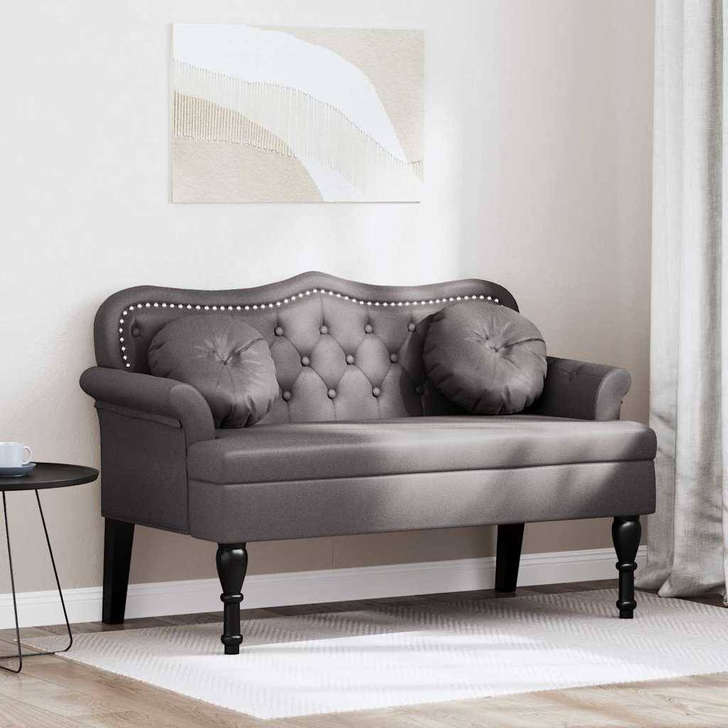 vidaXL Chesterfield Bank mit Kissen Grau 120,5 x 65 x 75 cm Kunstleder