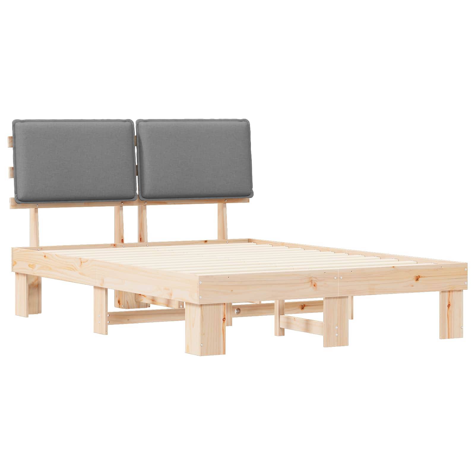 vidaXL Bettgestell mit gepolstertem Kopfteil Hellgrau 140 x 200 cm