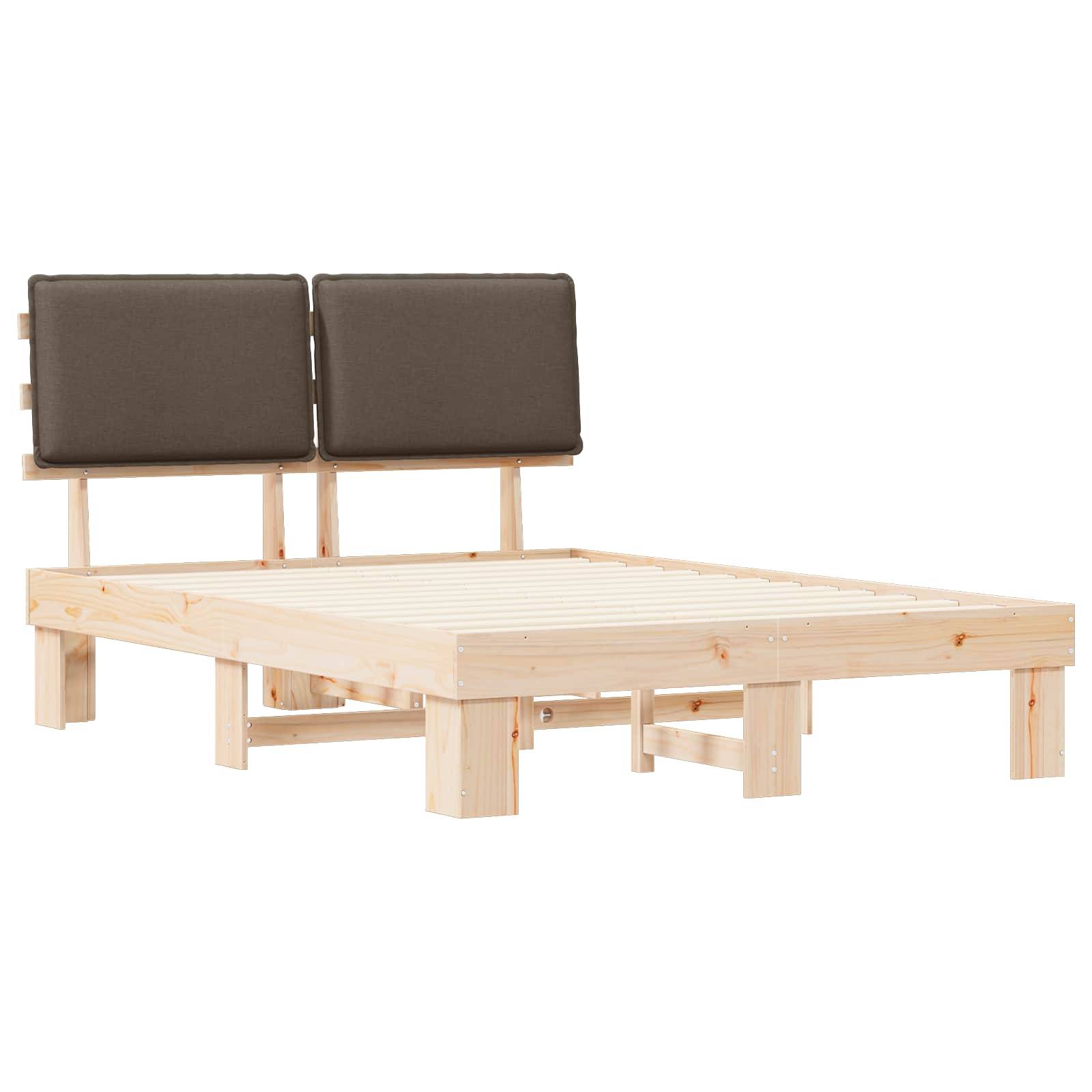 vidaXL Bettgestell mit gepolstertem Kopfteil Taupe 135 x 190 cm
