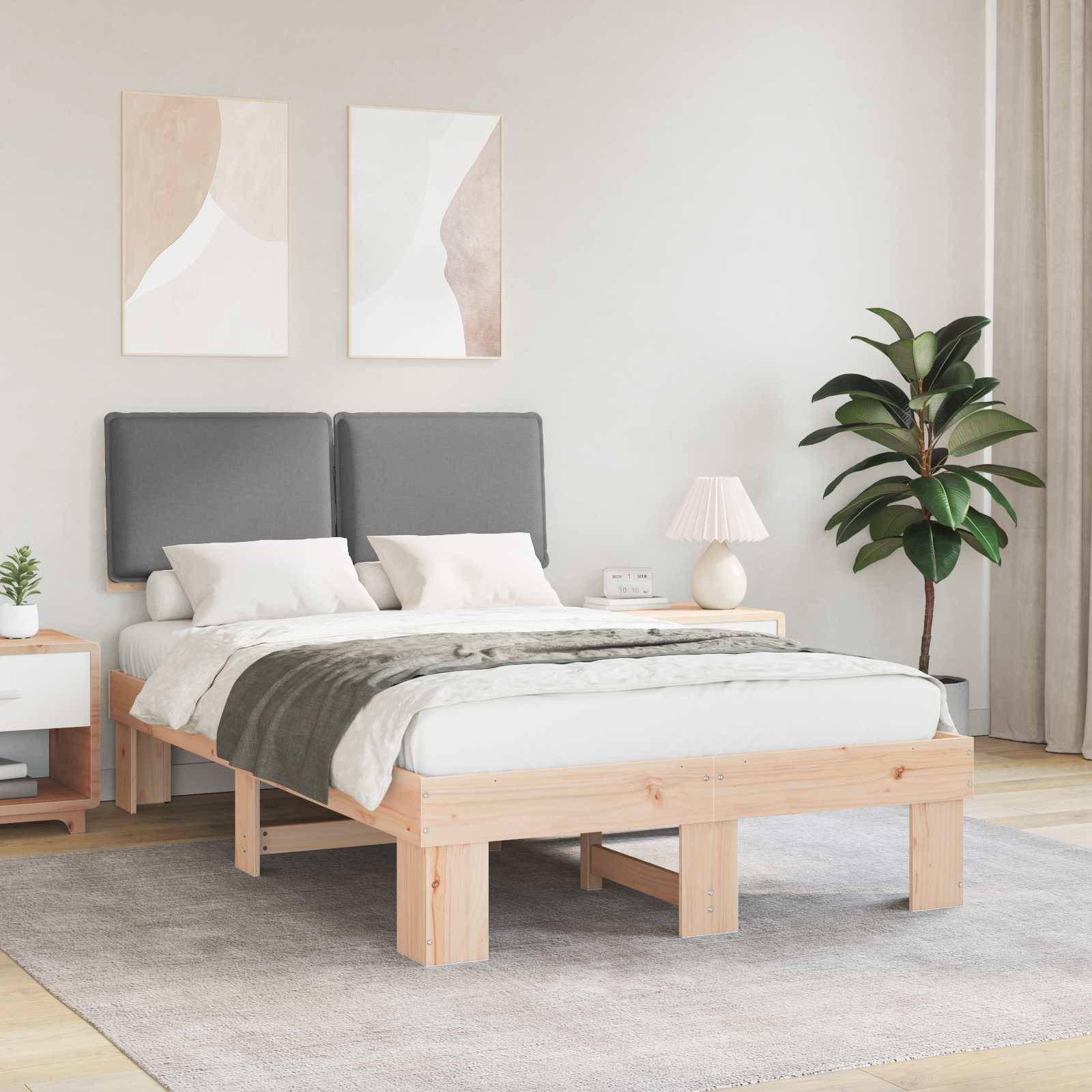 vidaXL Bettgestell mit gepolstertem Kopfteil Hellgrau 120 x 190 cm