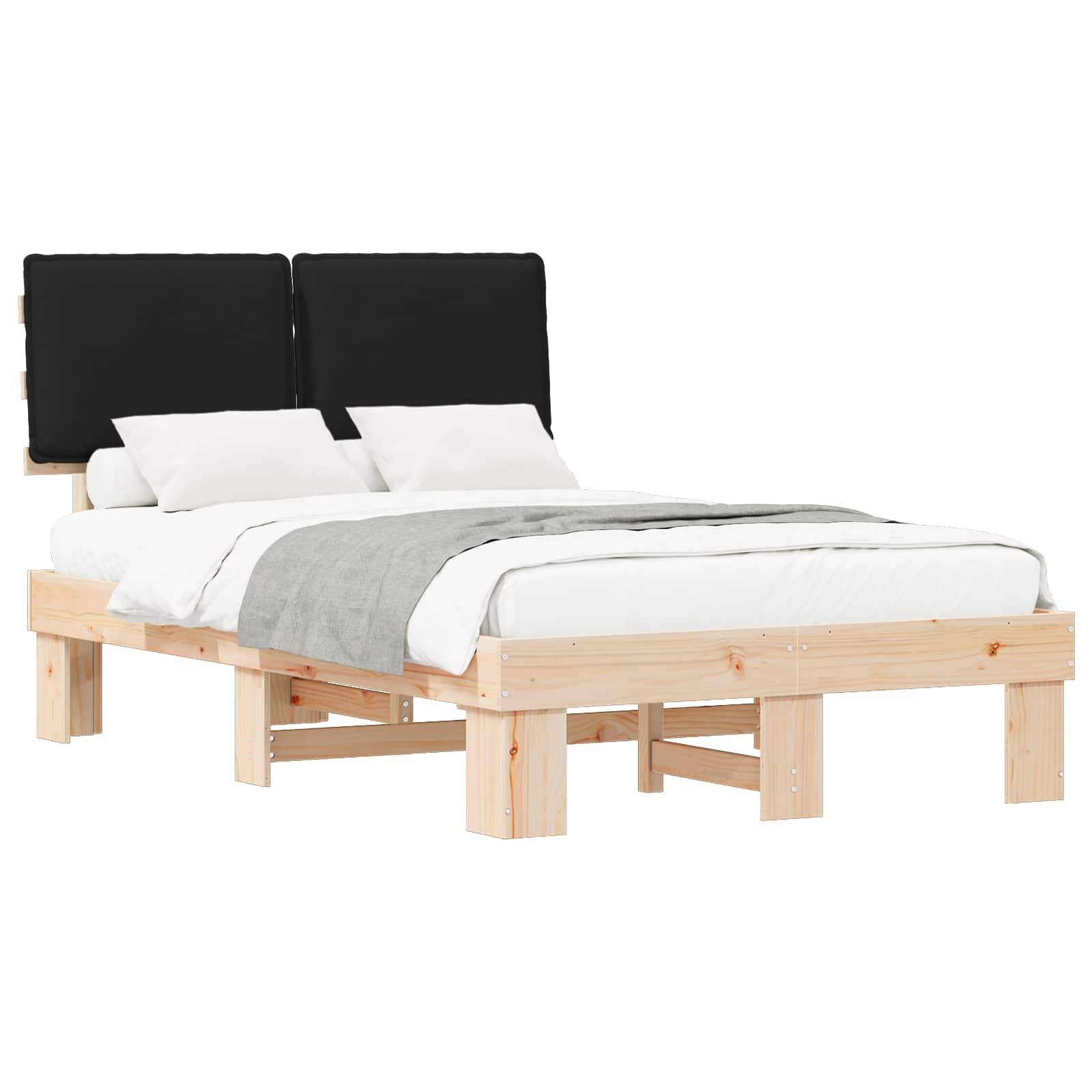 vidaXL Bettgestell mit gepolstertem Kopfteil Schwarz 120 x 200 cm
