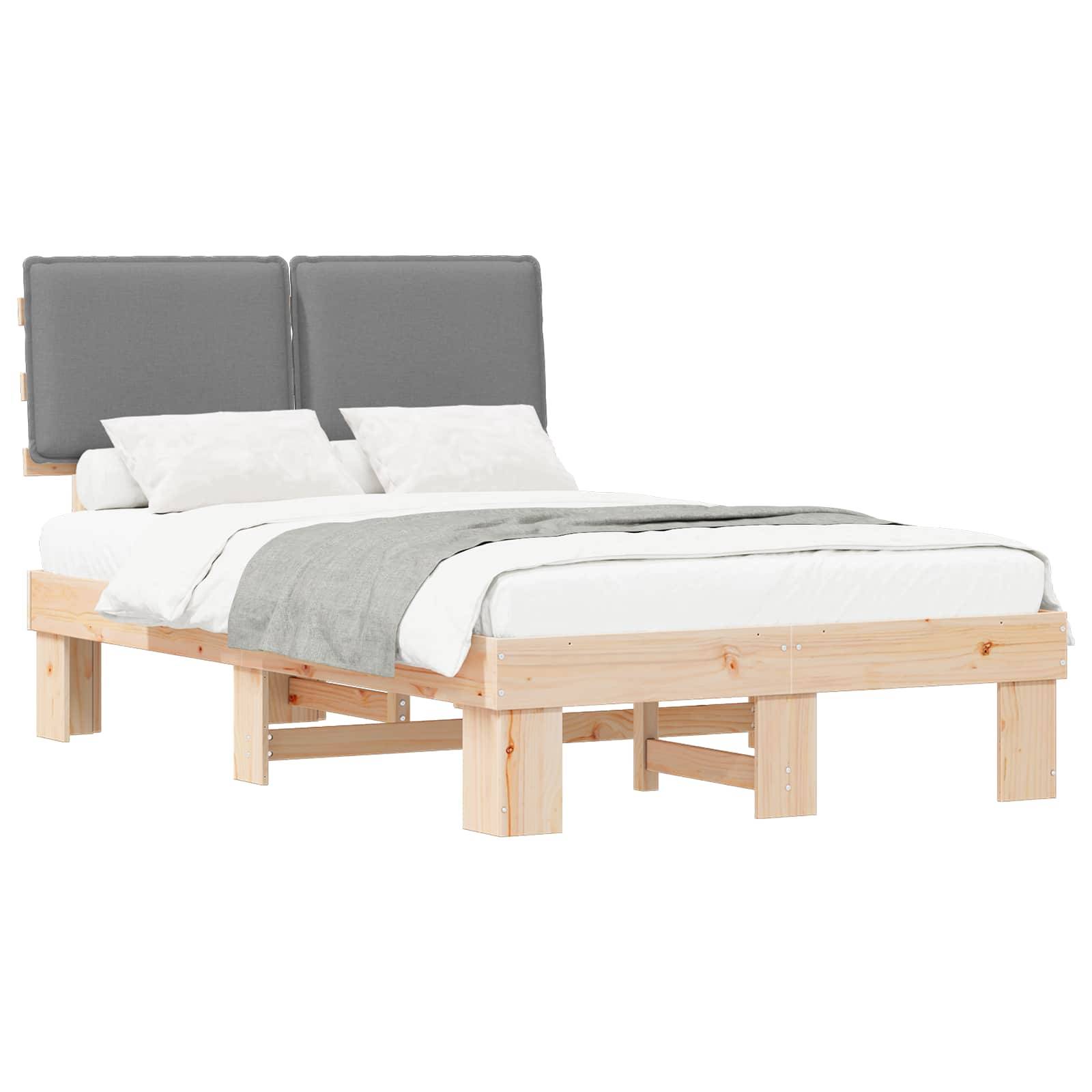 vidaXL Bettgestell mit gepolstertem Kopfteil Hellgrau 120 x 190 cm