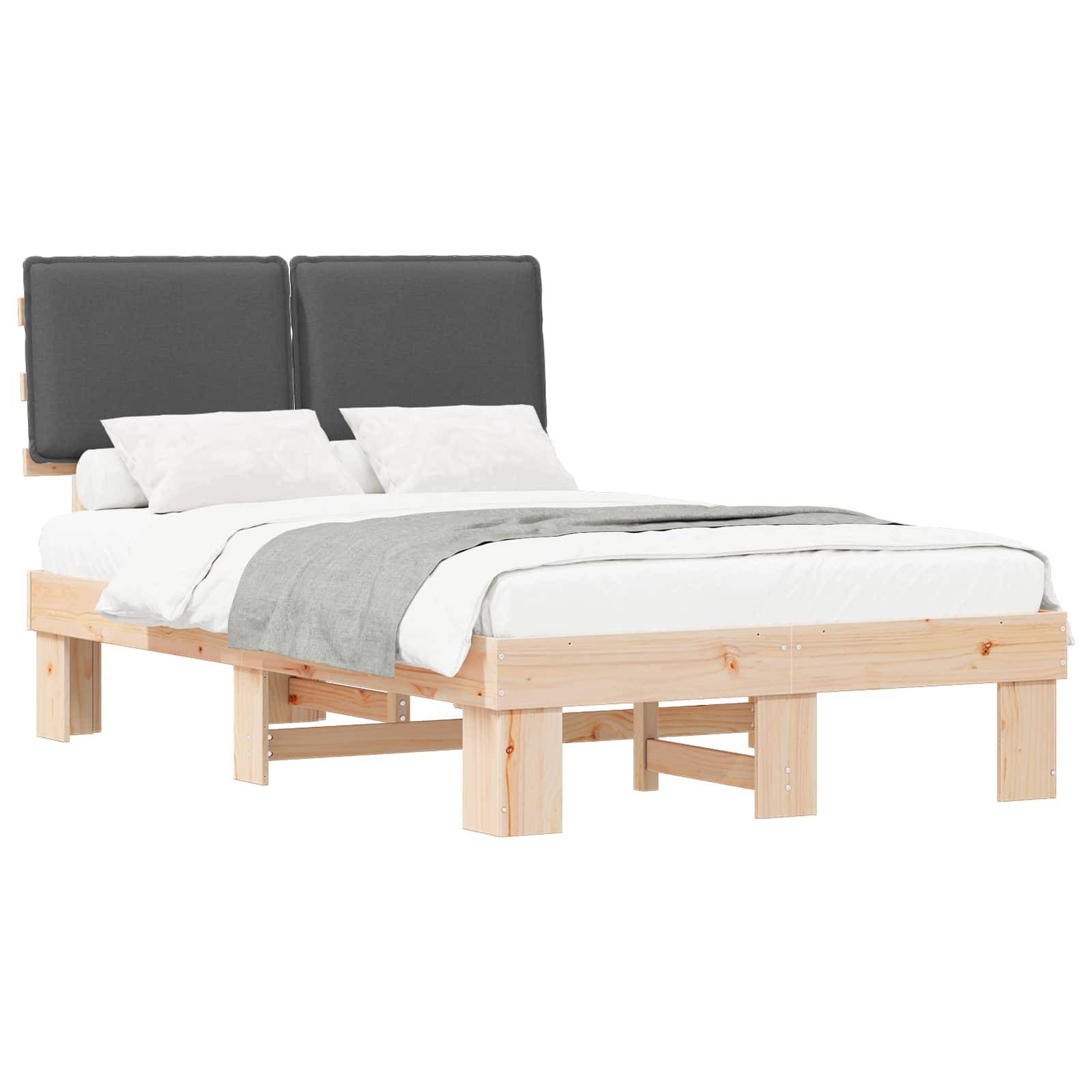 vidaXL Bettgestell mit gepolstertem Kopfteil Dunkelgrau 120 x 190 cm