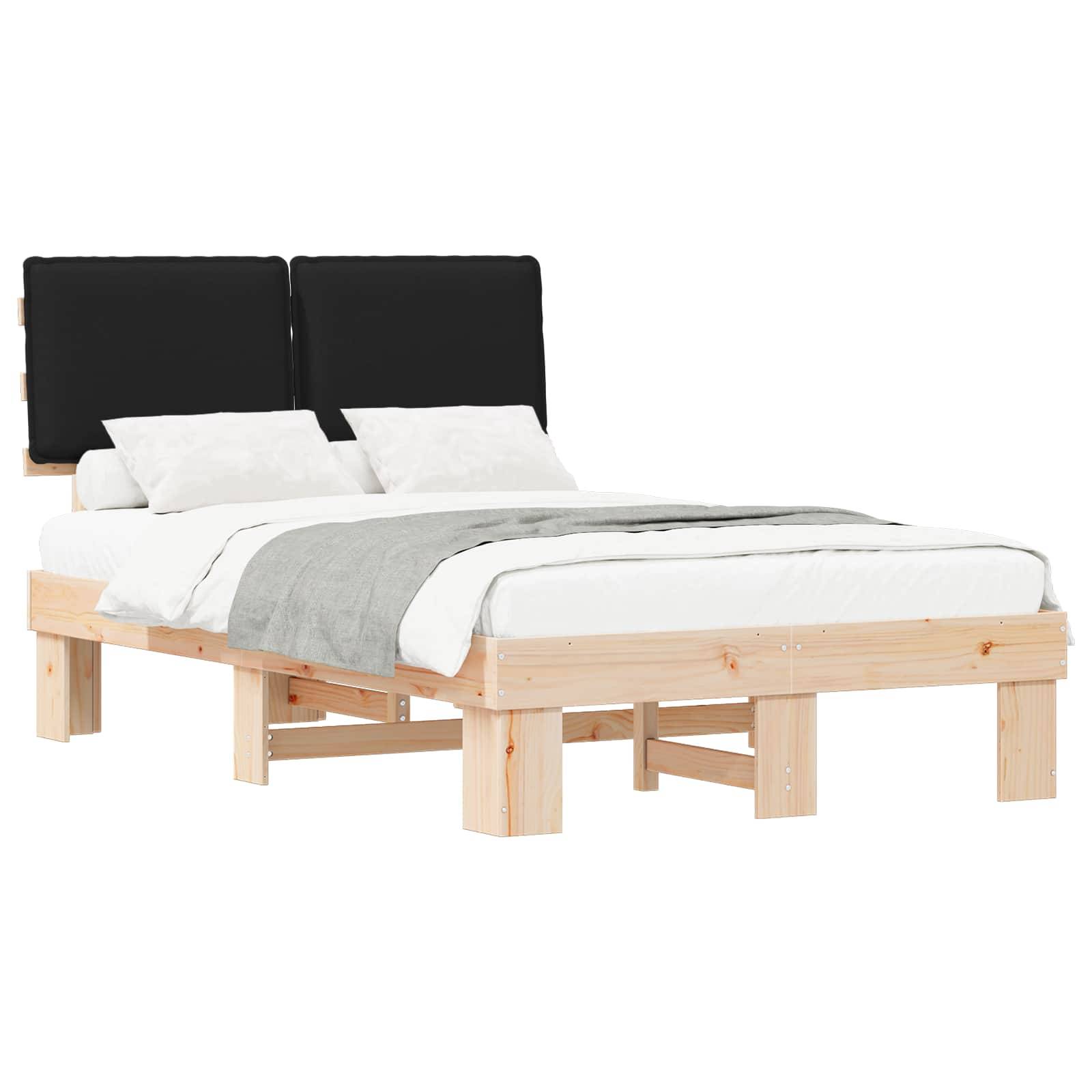 vidaXL Bettgestell mit gepolstertem Kopfteil Schwarz 120 x 190 cm