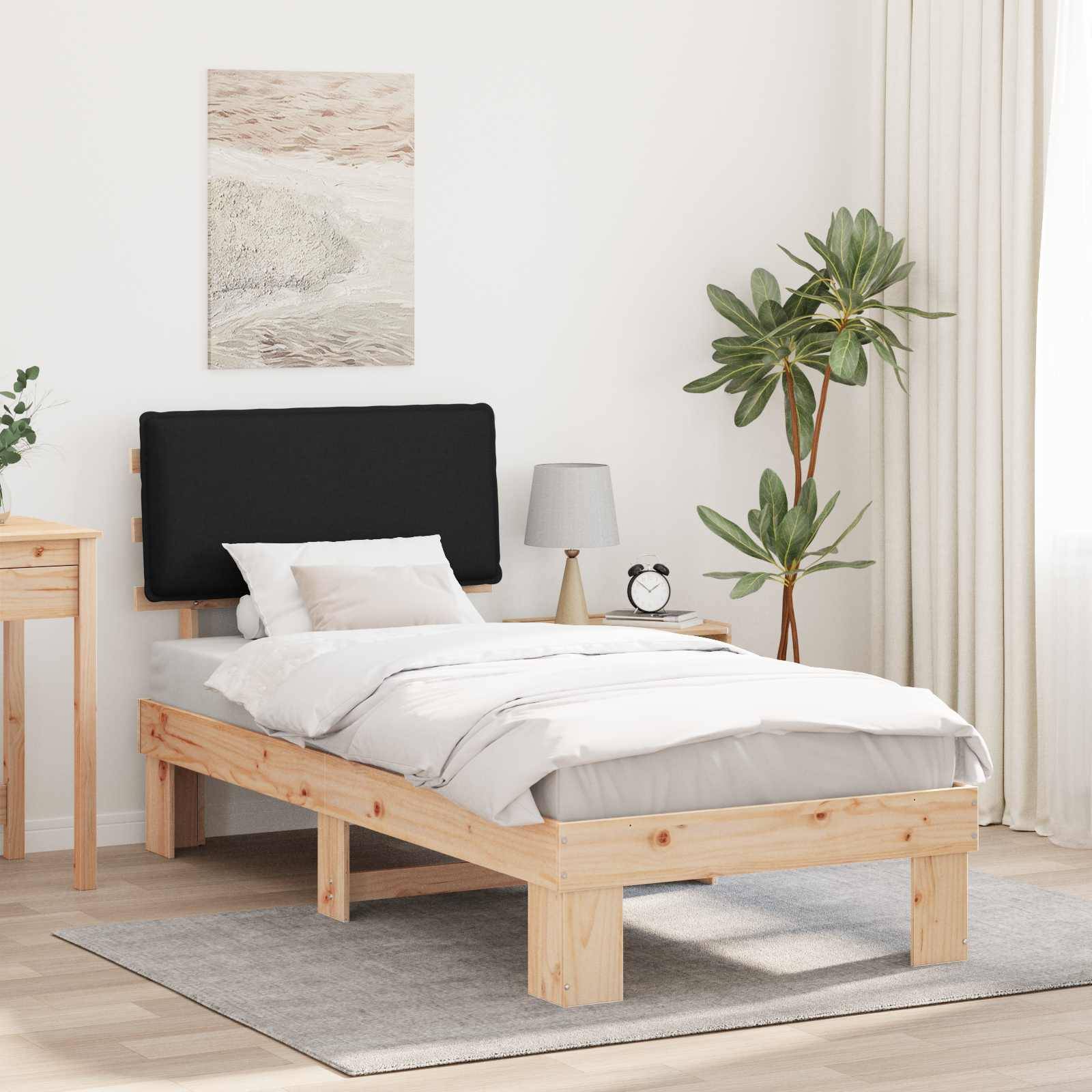 vidaXL Bettgestell mit gepolstertem Kopfteil Schwarz 100 x 200 cm