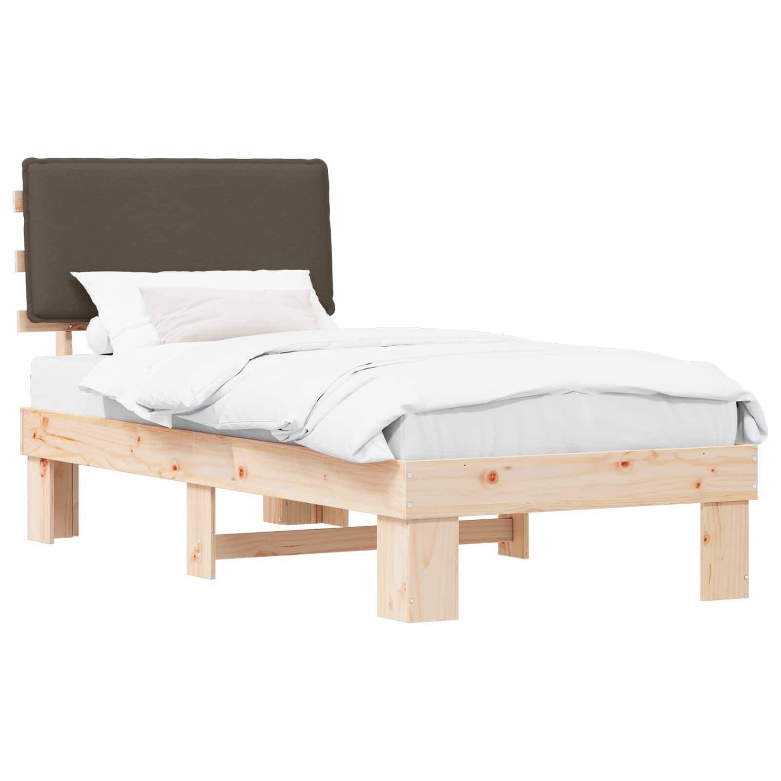 vidaXL Bettgestell mit gepolstertem Kopfteil Taupe 100 x 200 cm
