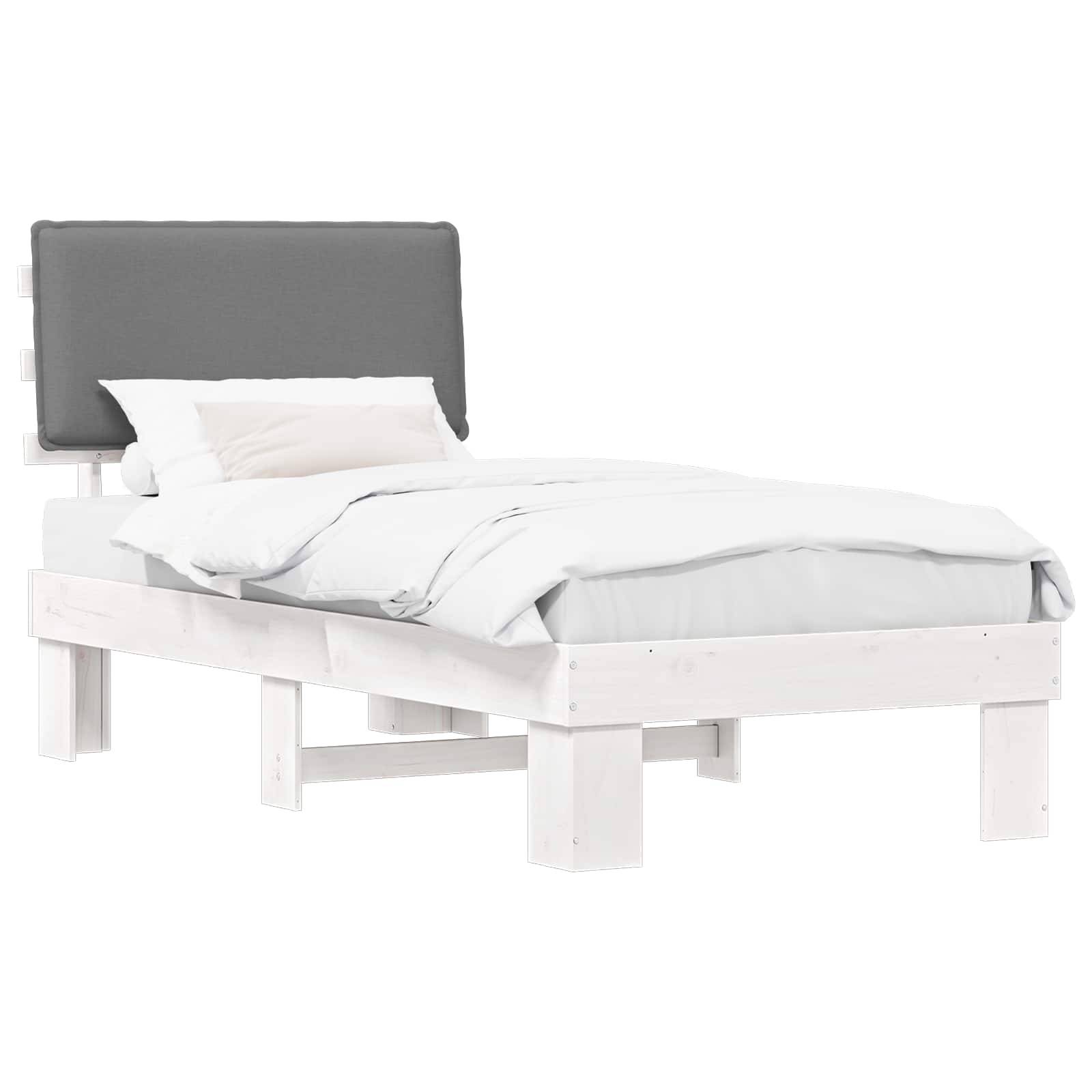 vidaXL Bettgestell mit gepolstertem Kopfteil Hellgrau 75 x 190 cm
