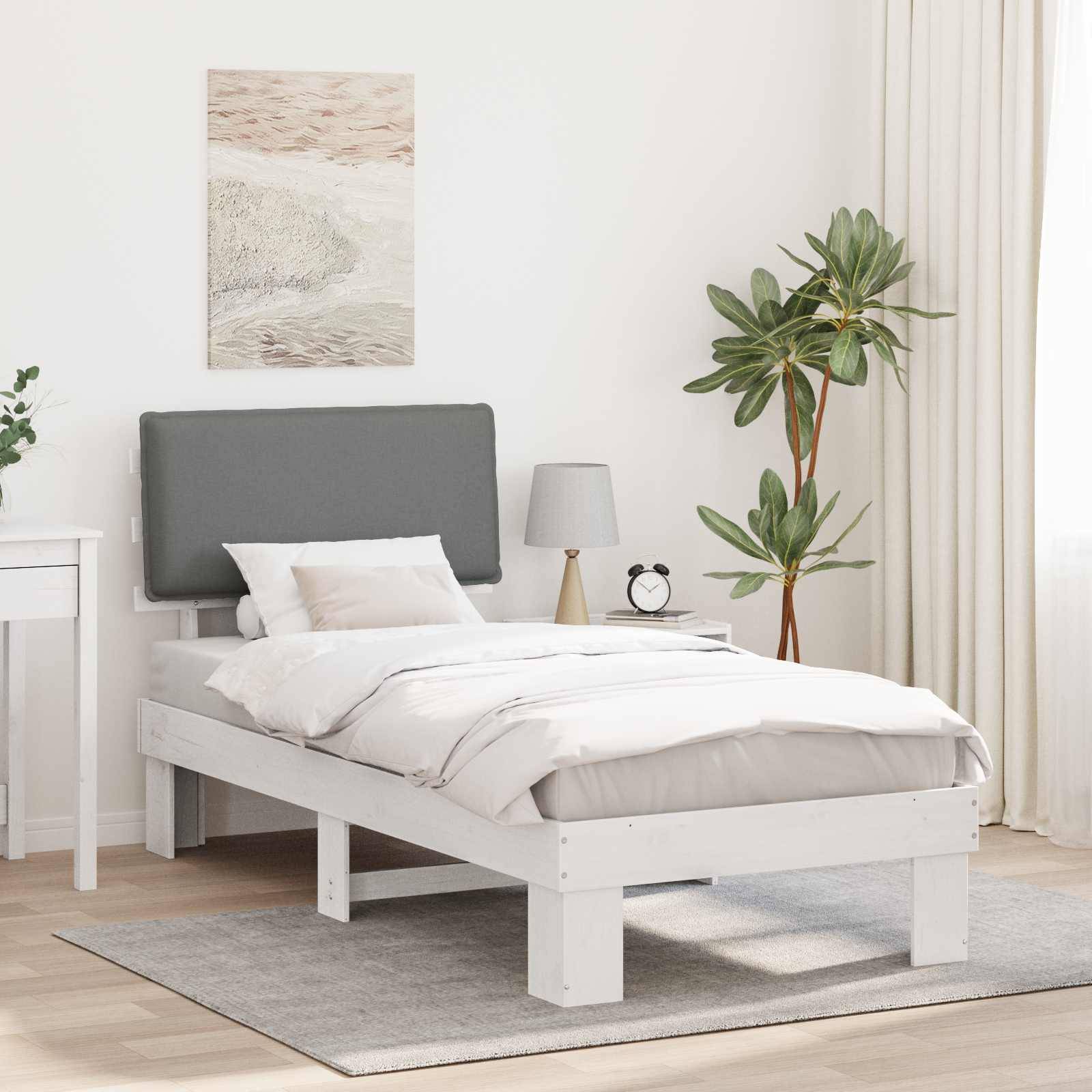 vidaXL Bettgestell mit gepolstertem Kopfteil Hellgrau 90 x 200 cm