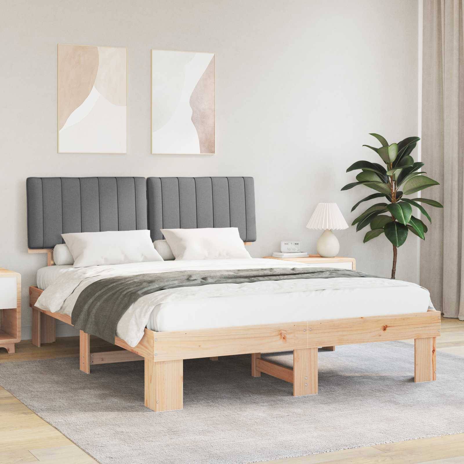 vidaXL Bettgestell mit gepolstertem Kopfteil Hellgrau 150 x 200 cm