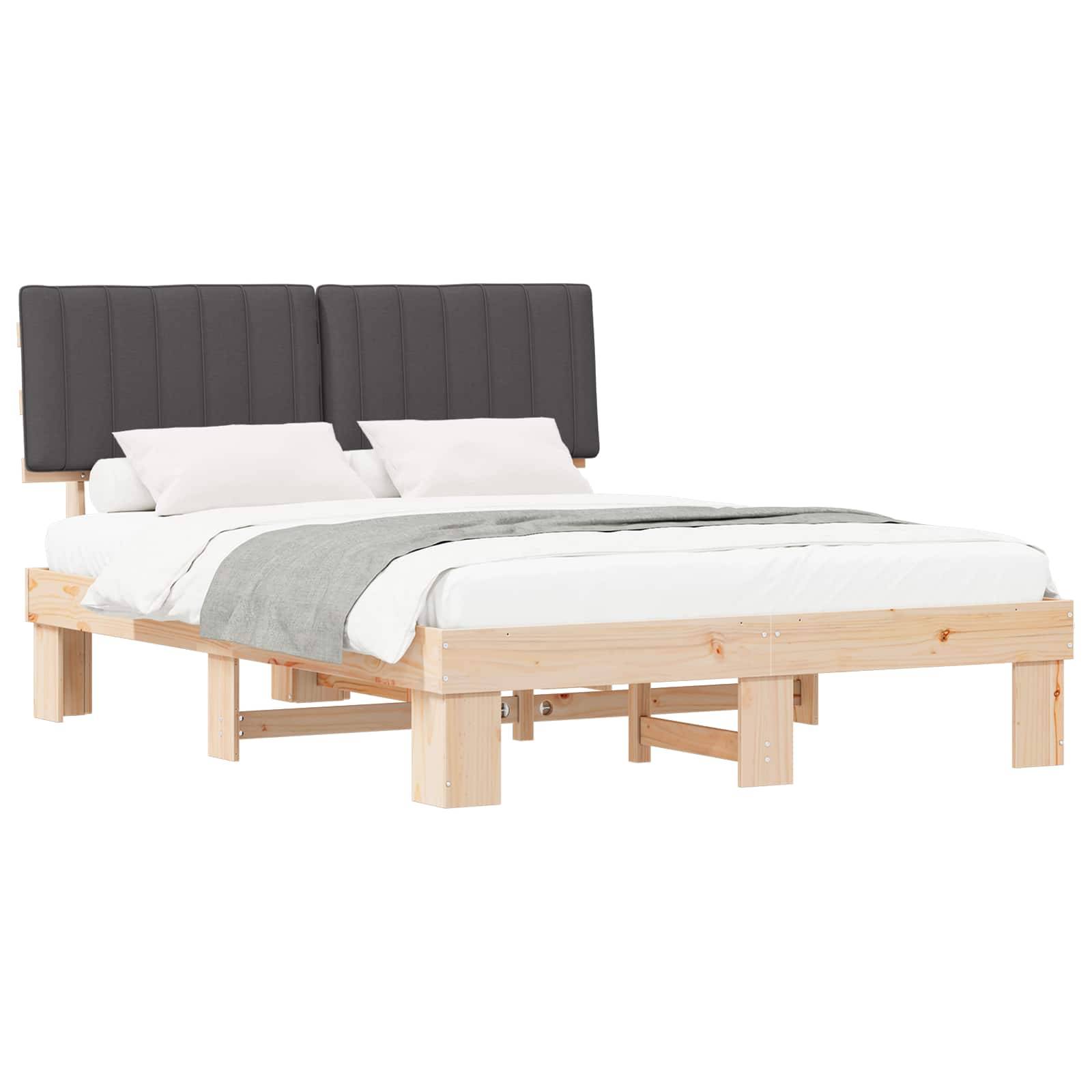 vidaXL Bettgestell mit gepolstertem Kopfteil Dunkelgrau 160 x 200 cm