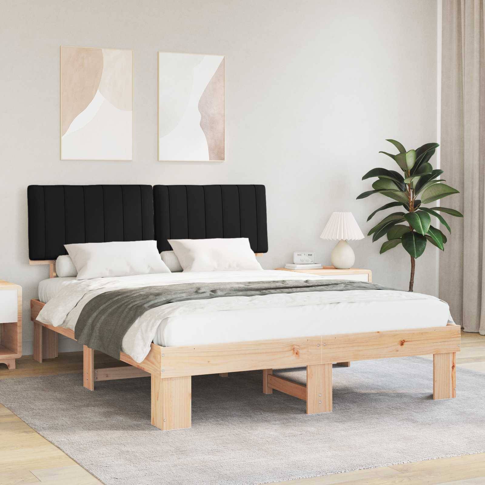 vidaXL Bettgestell mit gepolstertem Kopfteil Schwarz 150 x 200 cm