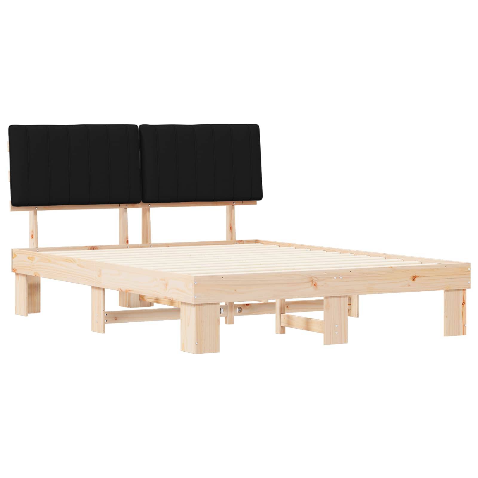 vidaXL Bettgestell mit gepolstertem Kopfteil Schwarz 160 x 200 cm