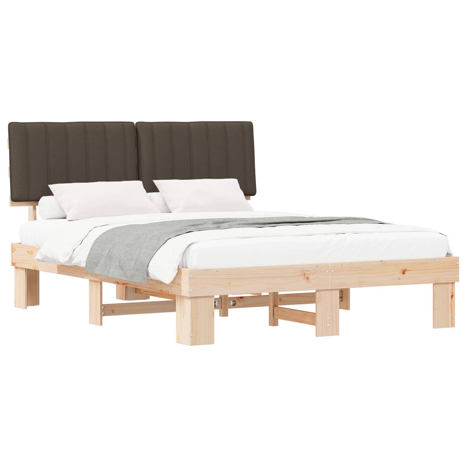 vidaXL Bettgestell mit gepolstertem Kopfteil Taupe 160 x 200 cm